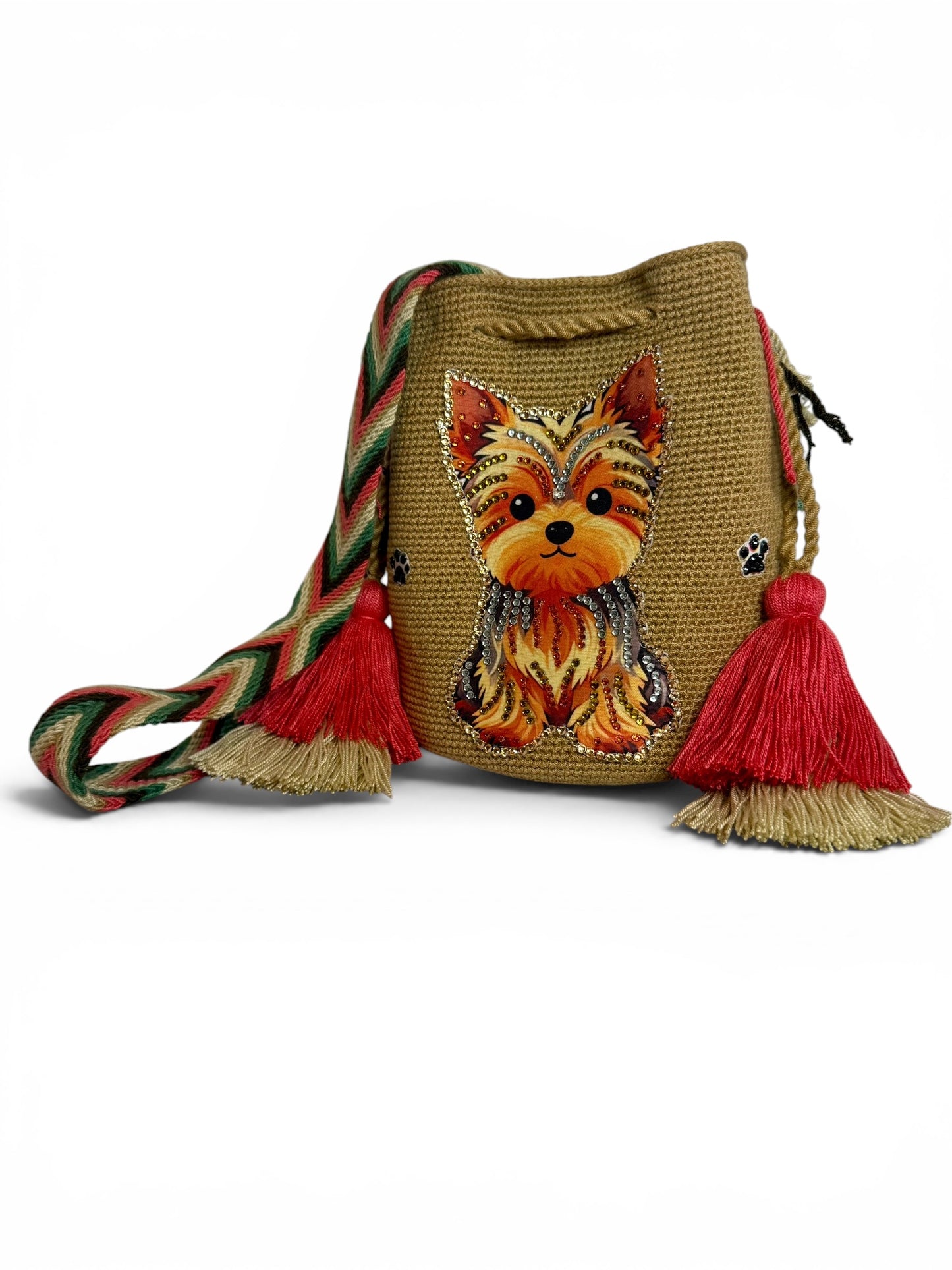 Chihuahua & Yorkie Crossbody Bag Handmade Bouquet Style Medium