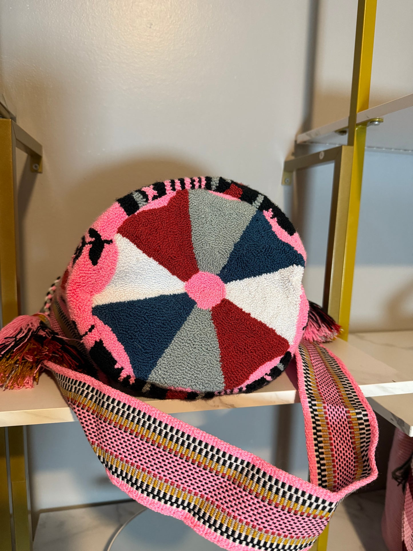 Upholstered large cat Pink crossbody Bag