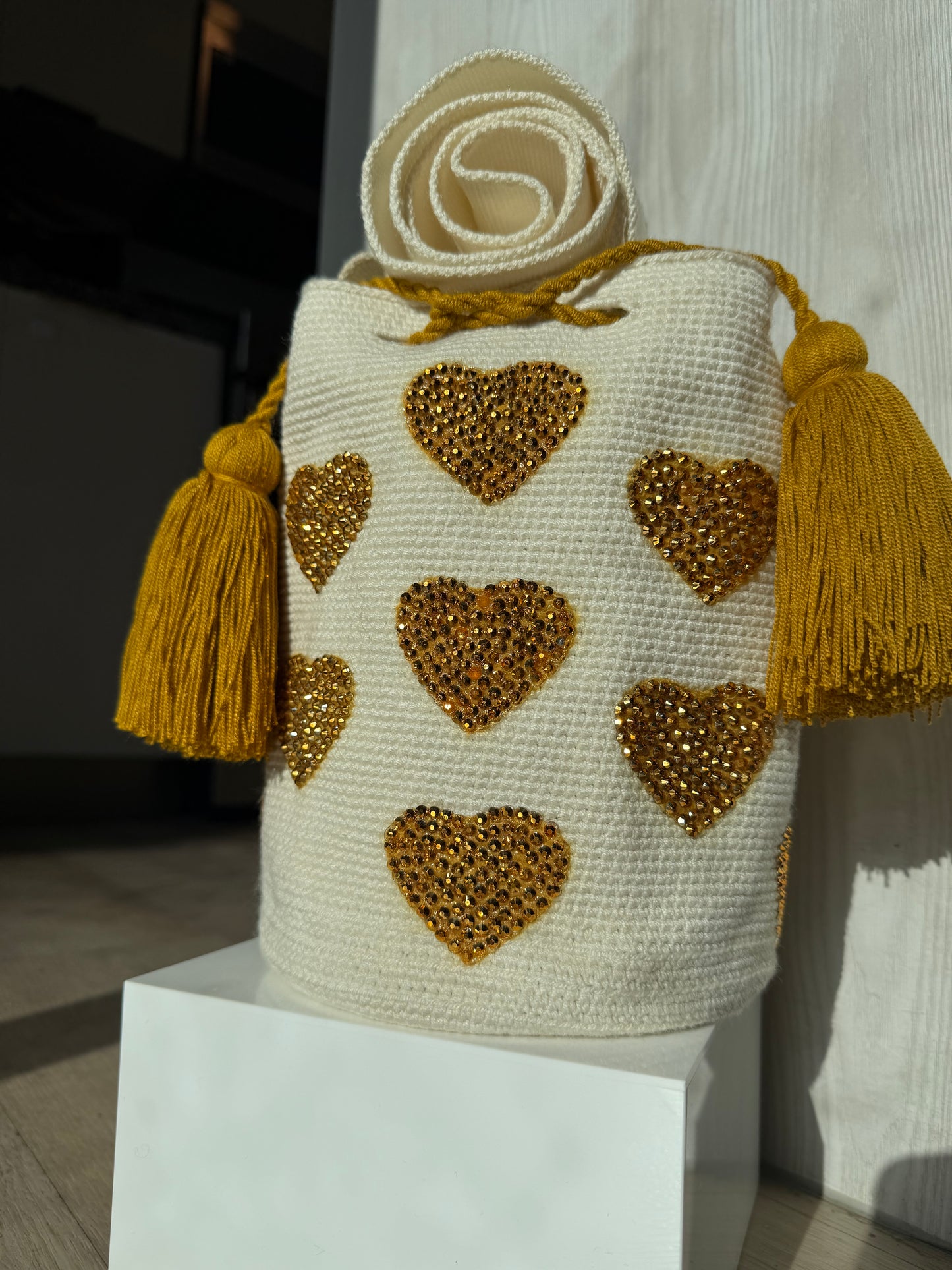 Wayuu Bag Hearts Handmade Crochet bucket bag