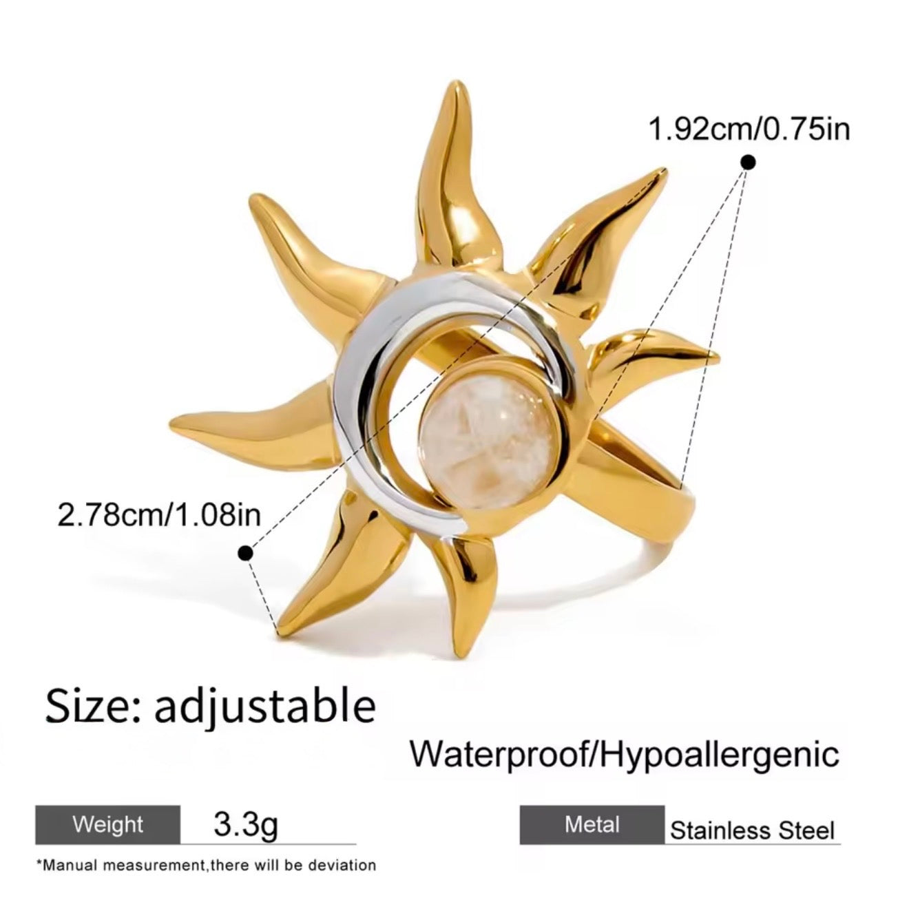 Luxury Rings Against for Women, Stainless Steel Hollow Open Ring, Gold Color, Lucky Cubic Zirconia Jewelry, Rings for Women