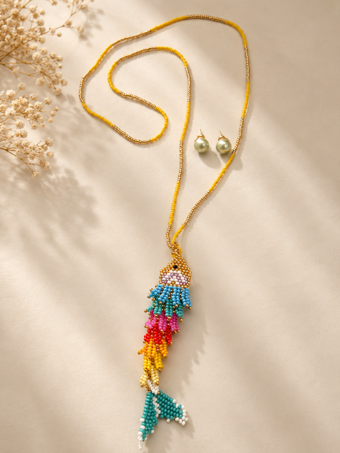 Sea Animals 3D Fish Beaded Necklaces colors Artisan Boho Jewelry