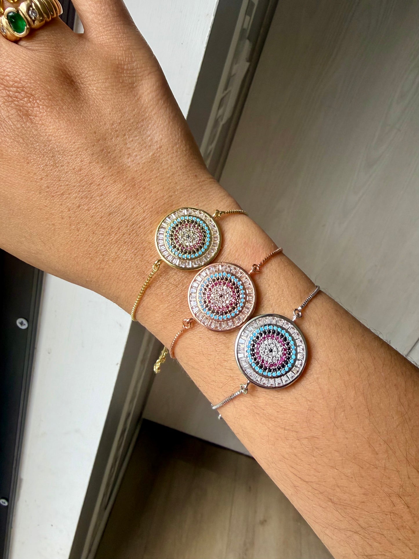 Handmade Crochet Evil Eye Bracelet – Colorful Boho Jewelry