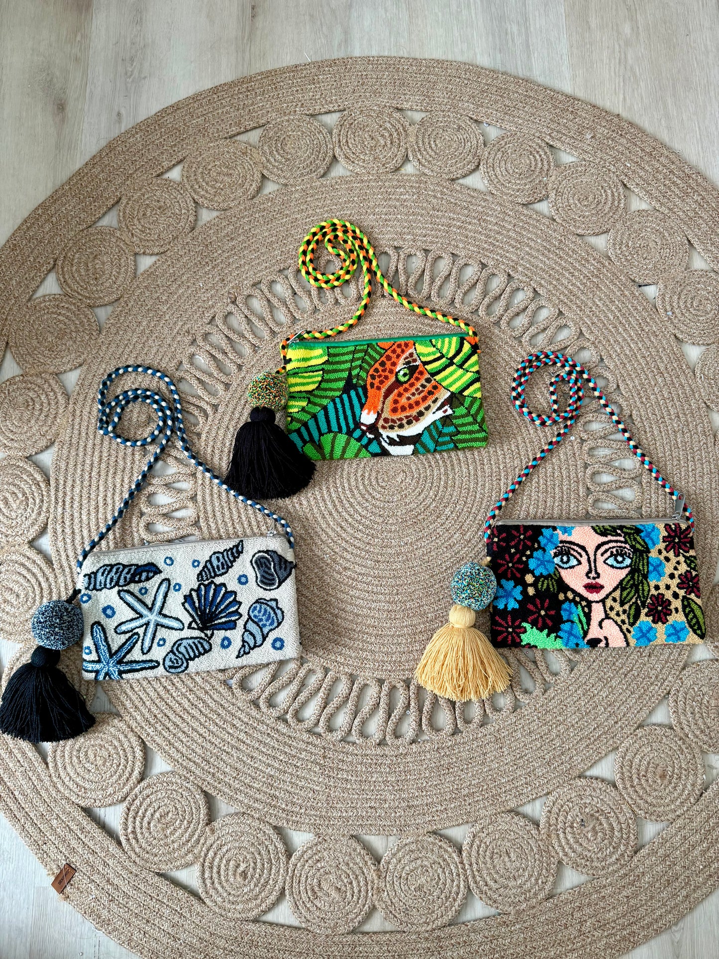Handmade Crossbody Wayuu Upholstery Handbag Evil eye borla Zafira Complements