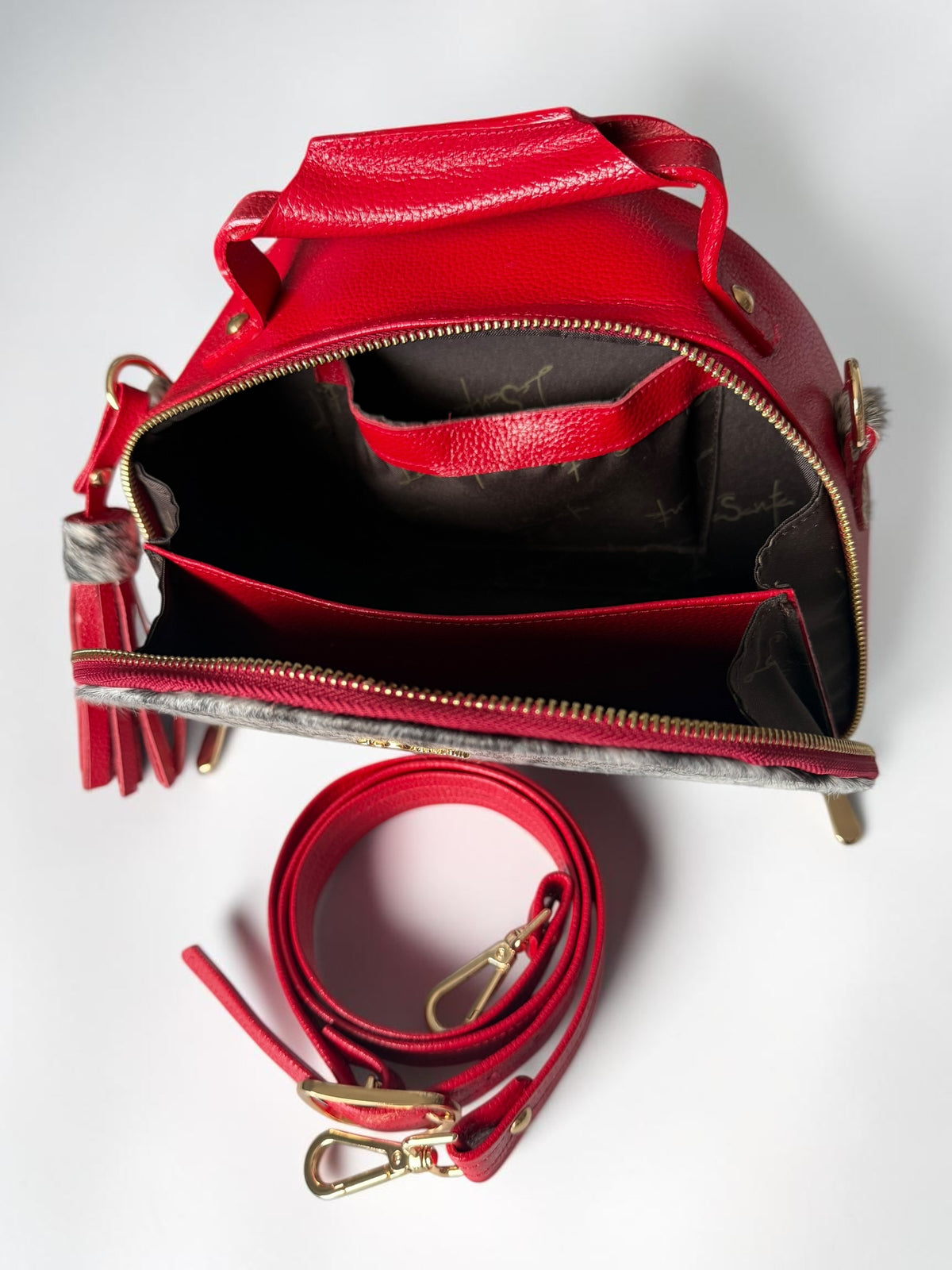 Luxury 100% Genuine Leather Cowhide Handbag – Removable Strap, 10” x 8”