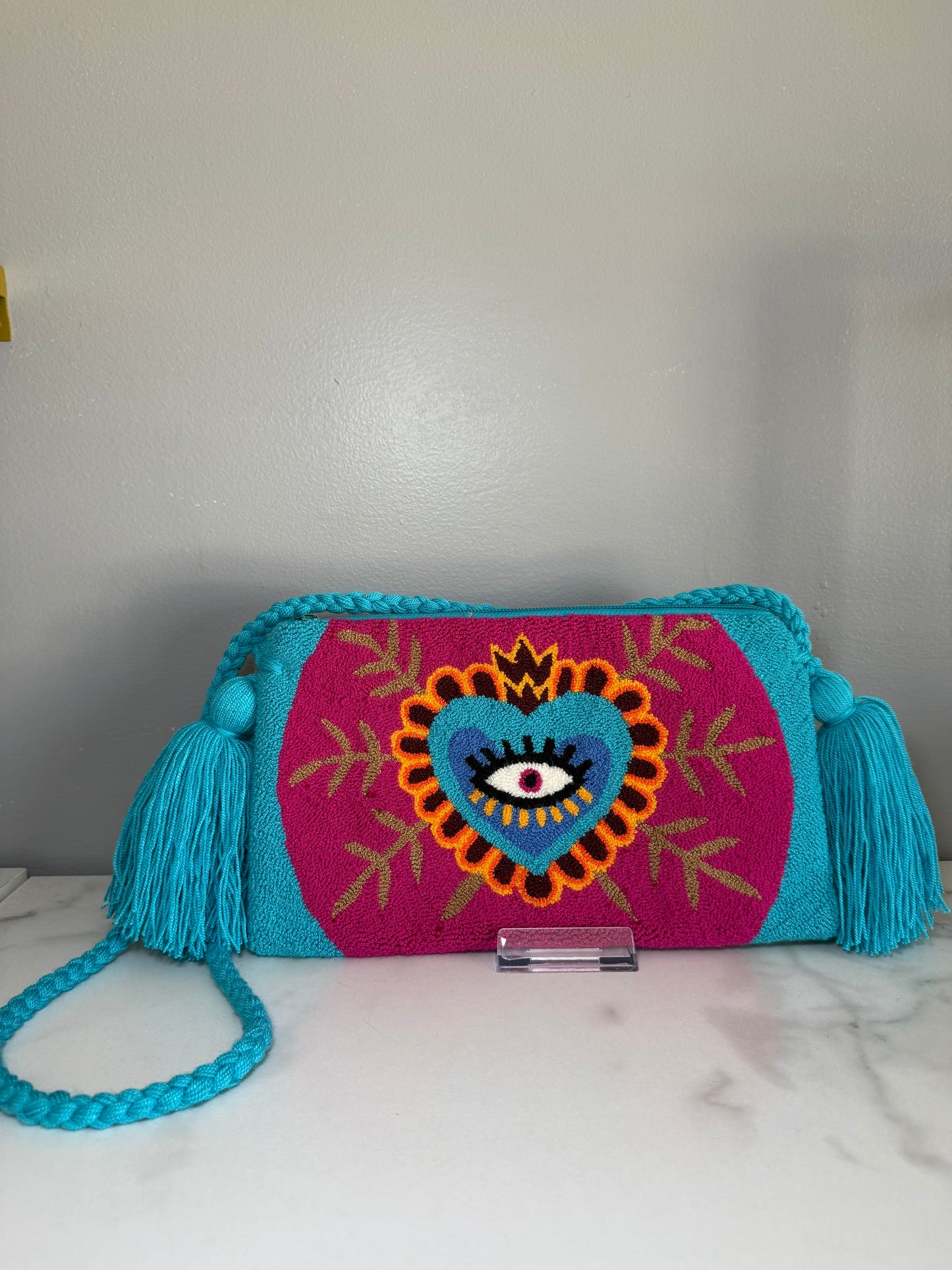 Handmade Crossbody Wayuu Upholstery Handbag Evil eye Zafira Complements