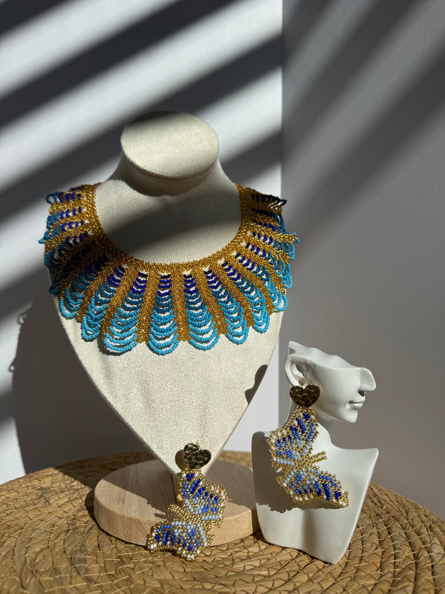 Butterfly Beaded Necklace & Earrings Set β Handmade