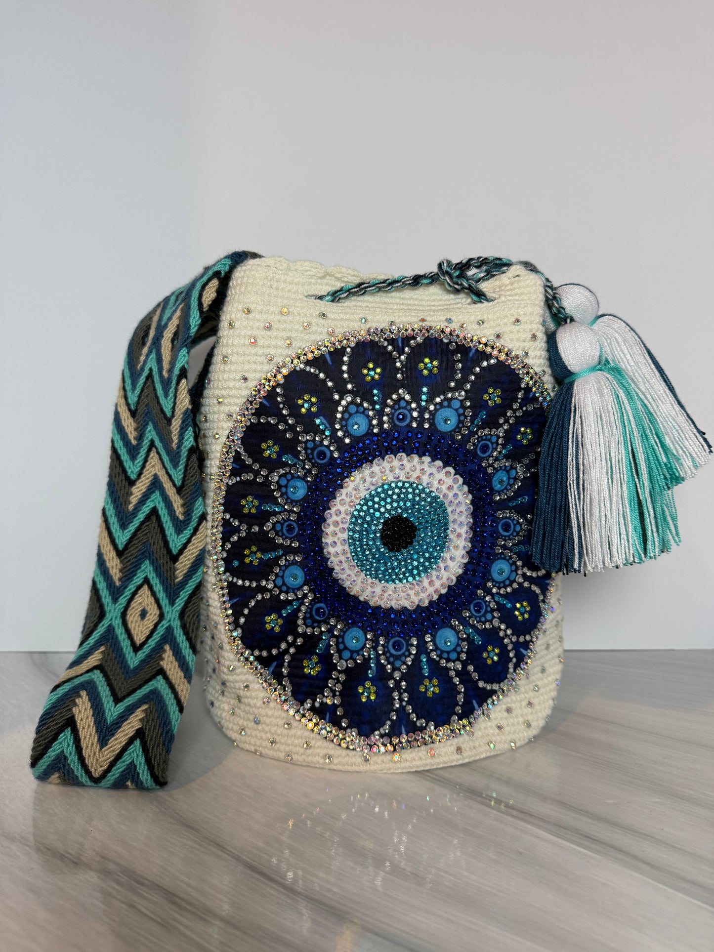 Evil Eye mandala Bag large Bucket crossbody