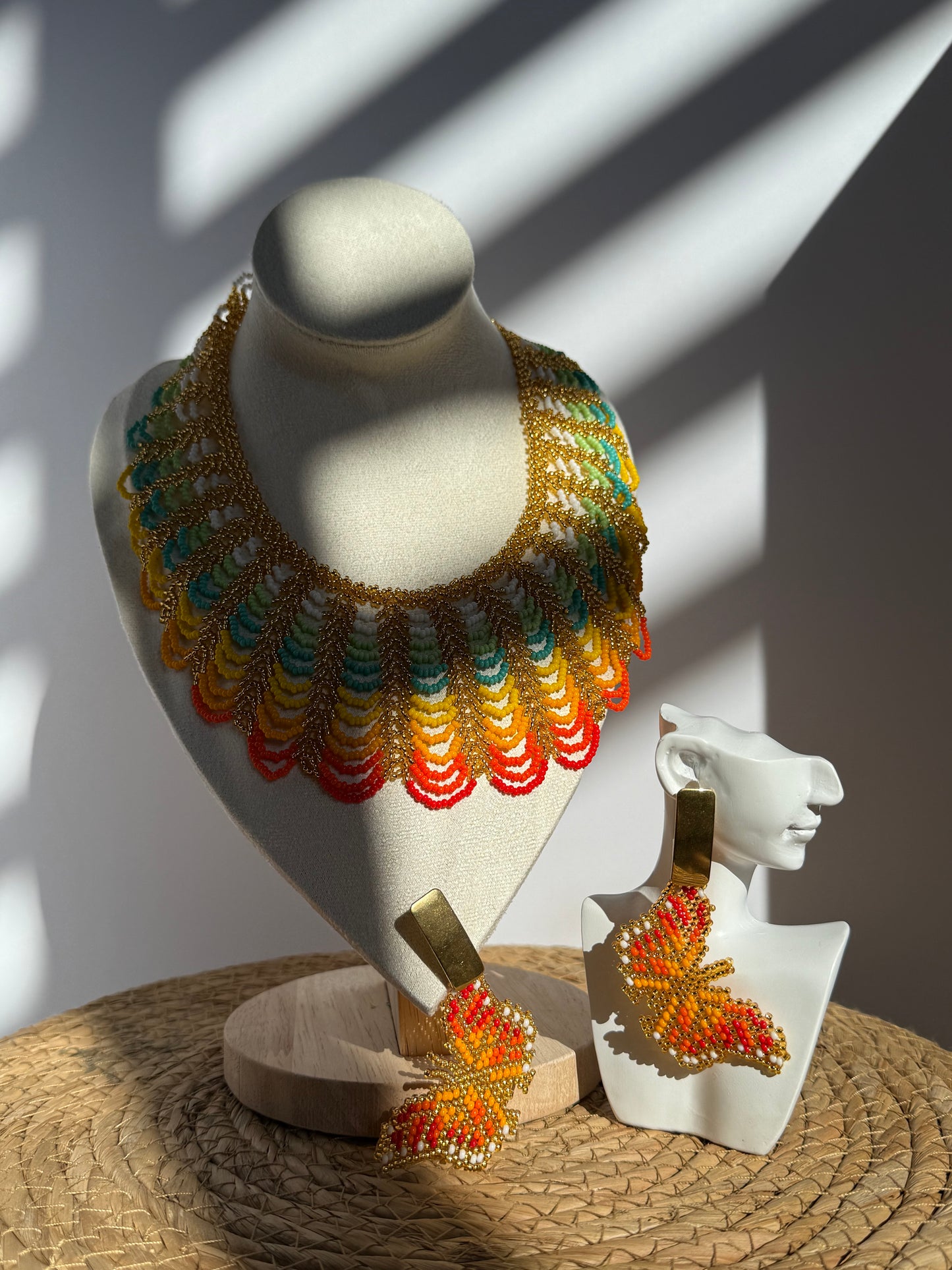 Butterfly Beaded Necklace & Earrings Set β Handmade