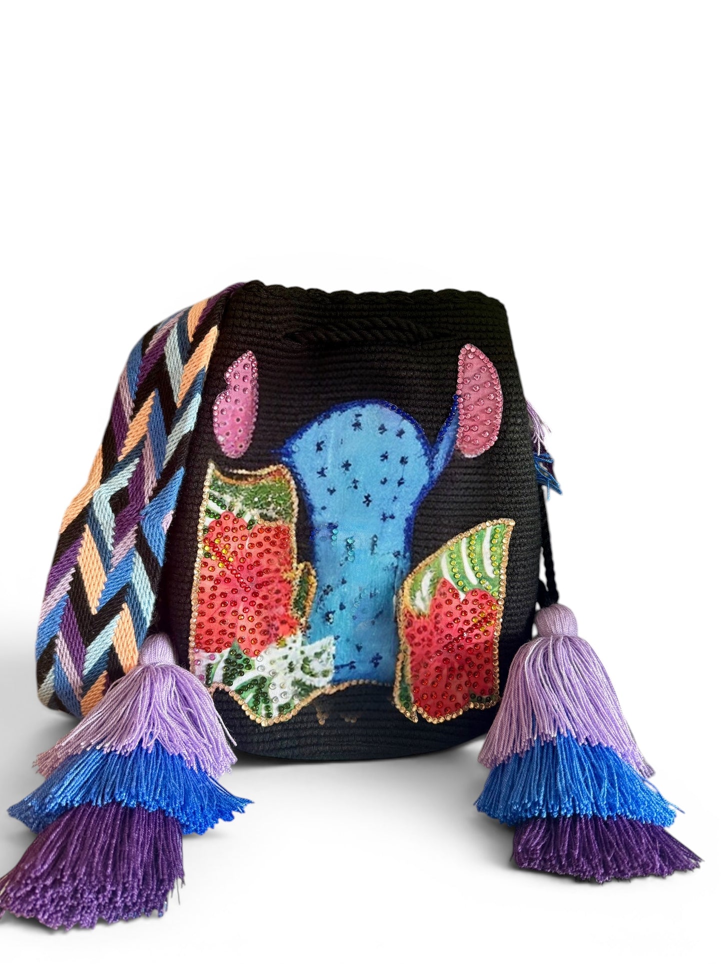 Large Wayuu Bag Beige and White Handwoven Design