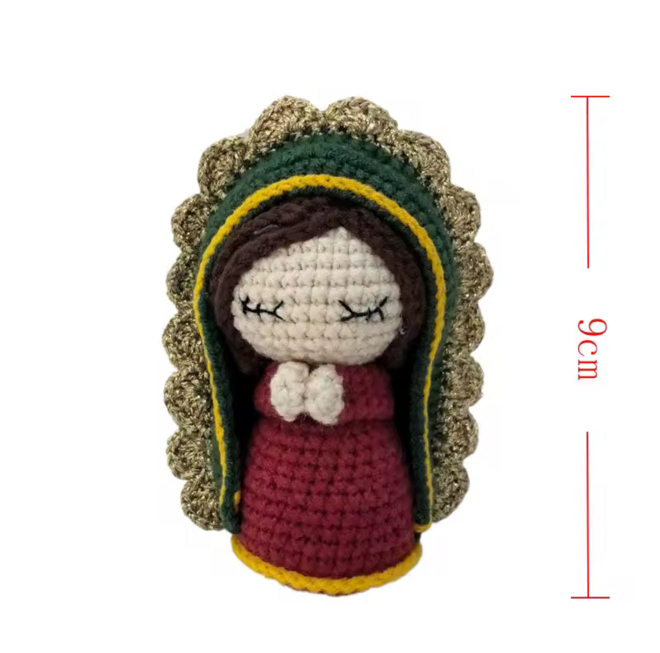 Crochet Virgin of Guadalupe keychain charm – Handmade spiritual accessory