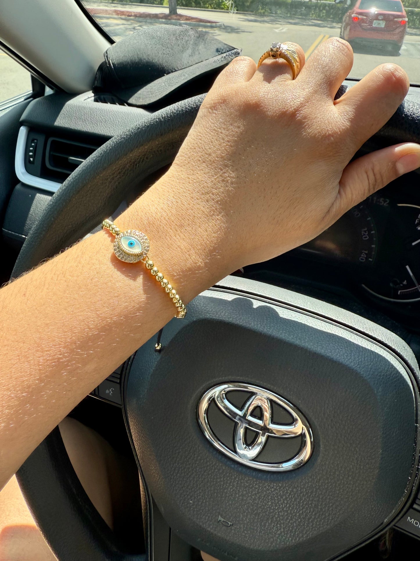 Adjustable Gold-Plated Evil Eye Bracelet Lucky Charm & Protection Jewelry
