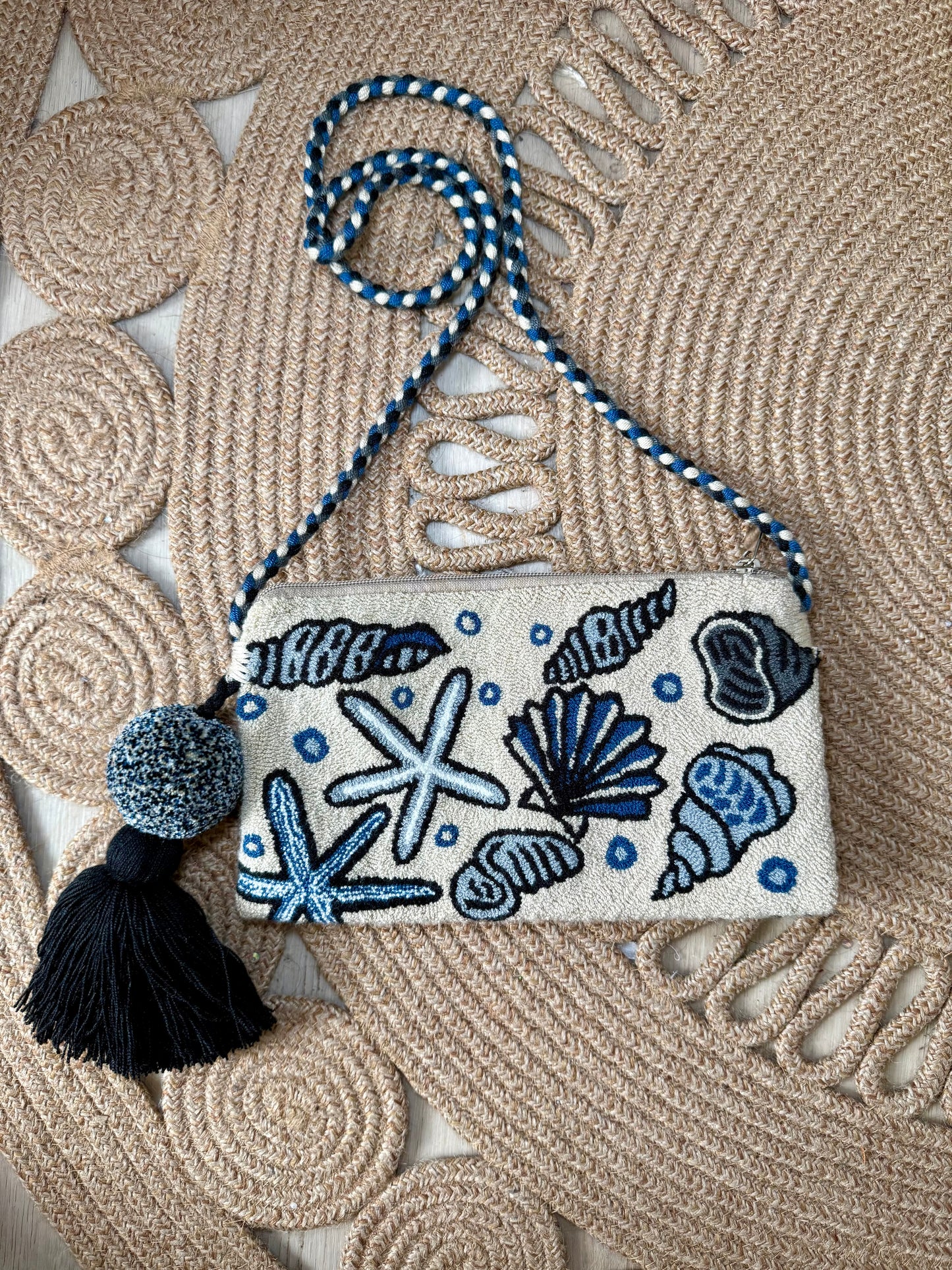 Handmade Crossbody Wayuu Upholstery Handbag Evil eye borla Zafira Complements