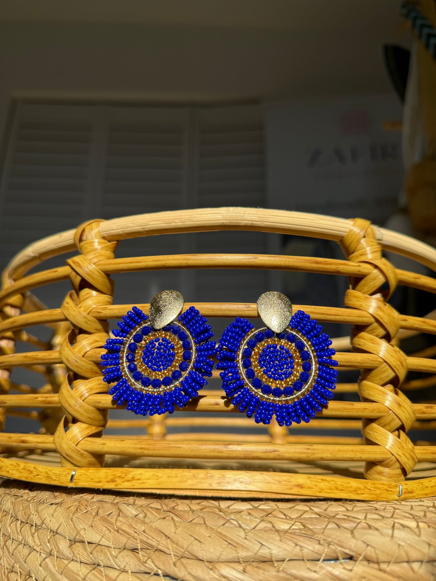 Handmade Round Beaded Earrings – Gold Rhodium Plated, Multiple Colors