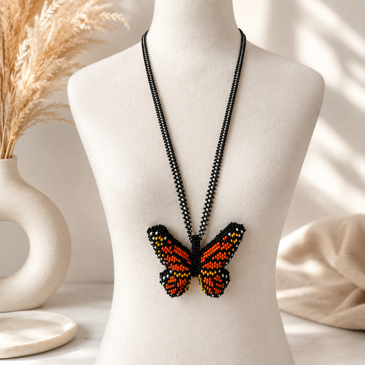 Butterfly 3D Beaded Necklaces colors Artisan Boho Jewelry