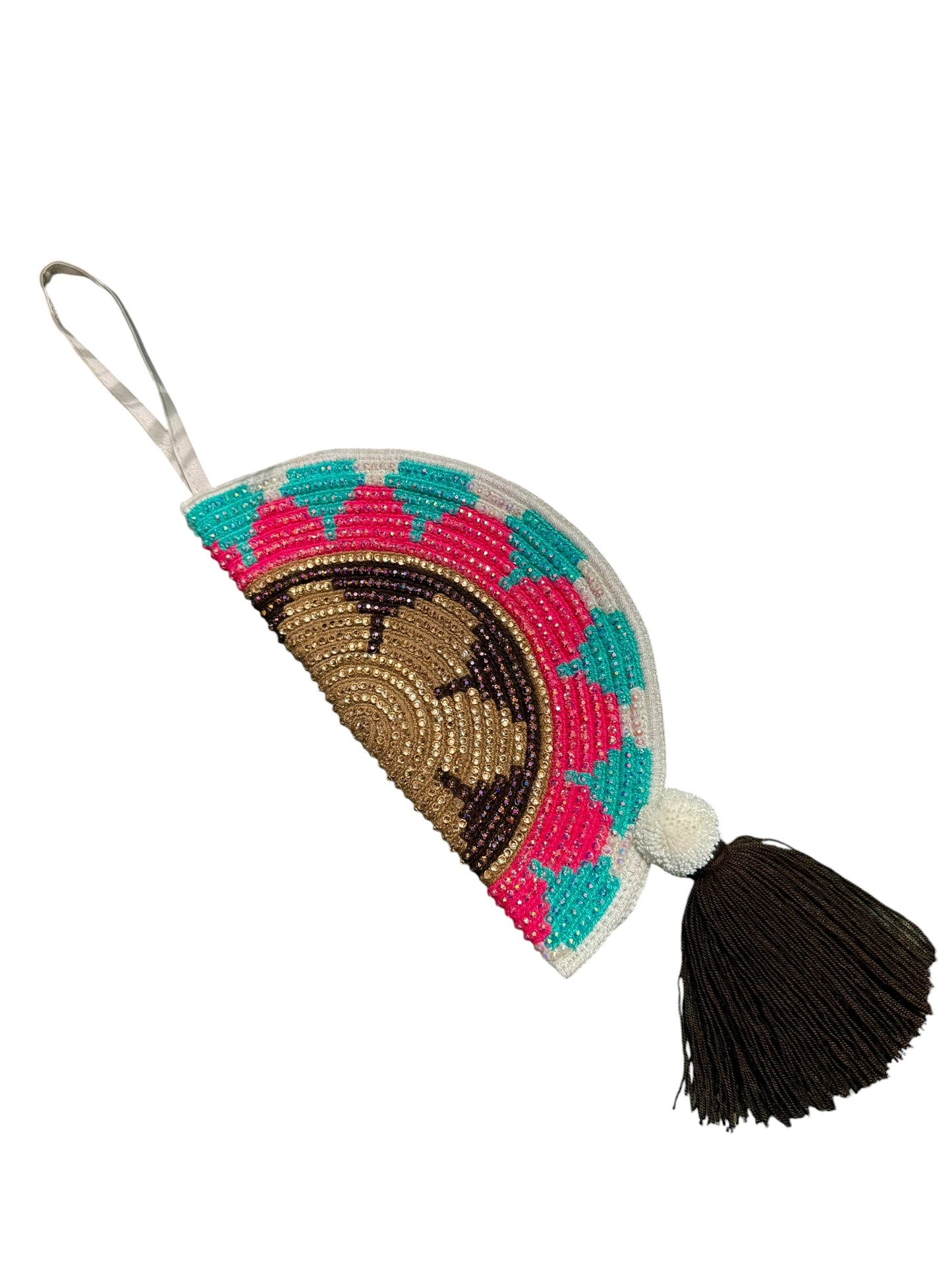 Handmade clutch half moon cosmetic makeup pouch Wayuu crochet Handbag borla Zafira Complements