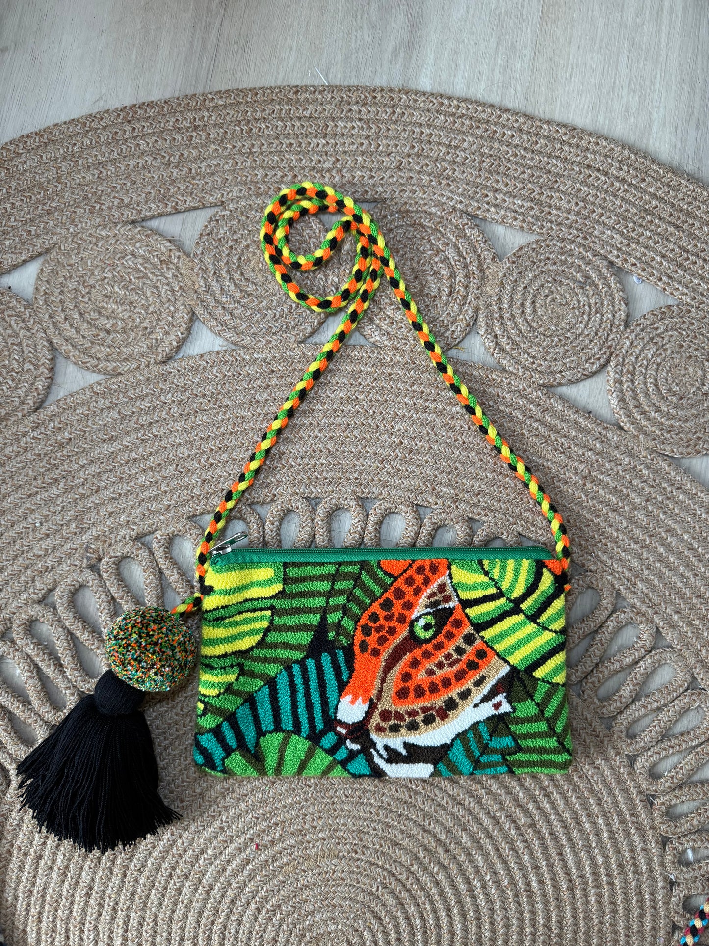 Handmade Crossbody Wayuu Upholstery Handbag Evil eye borla Zafira Complements