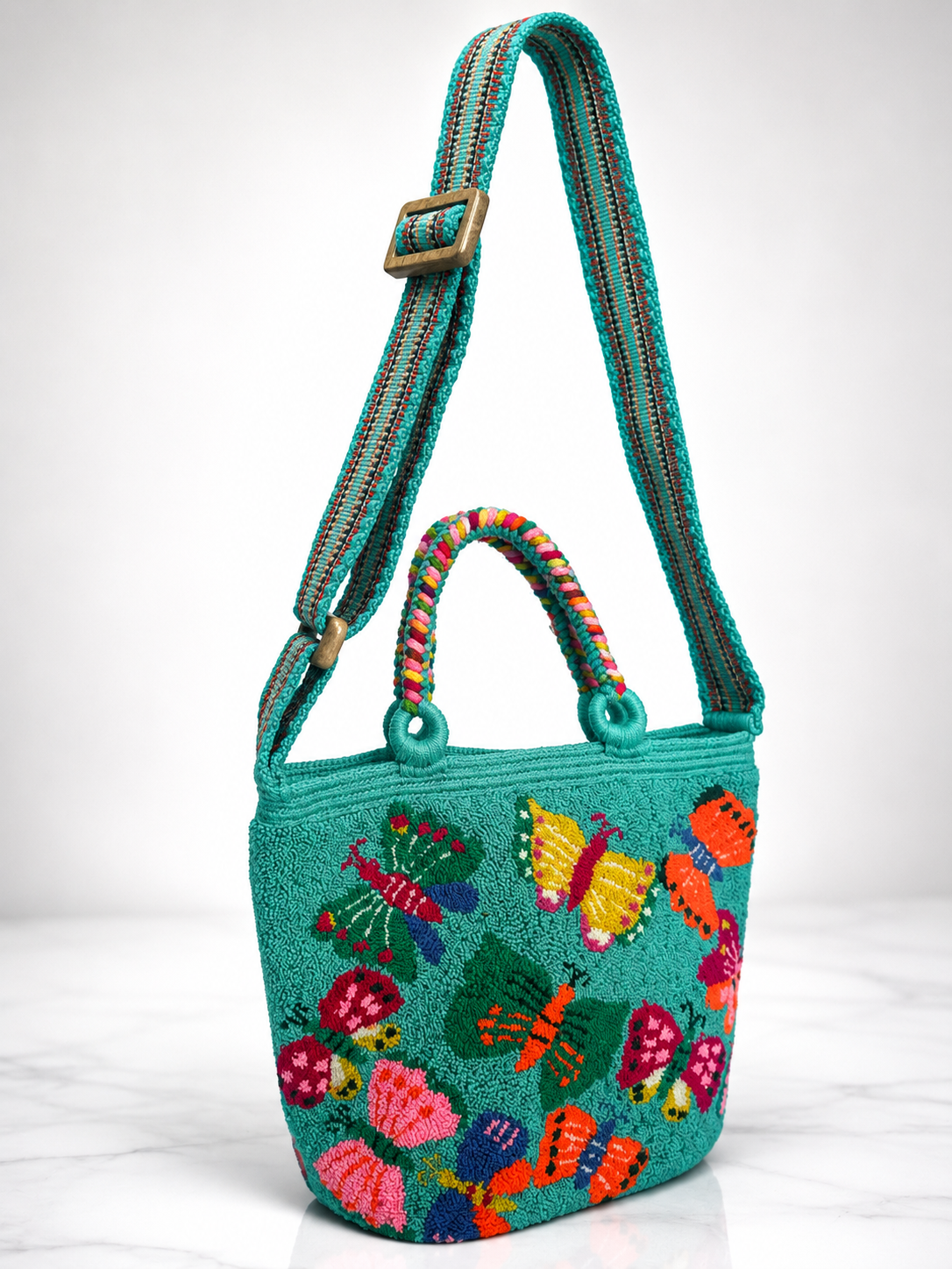 Butterfly Tapestry medium Tote Bag with Adjustable Strap | Handmade Luxury Crossbody Purse