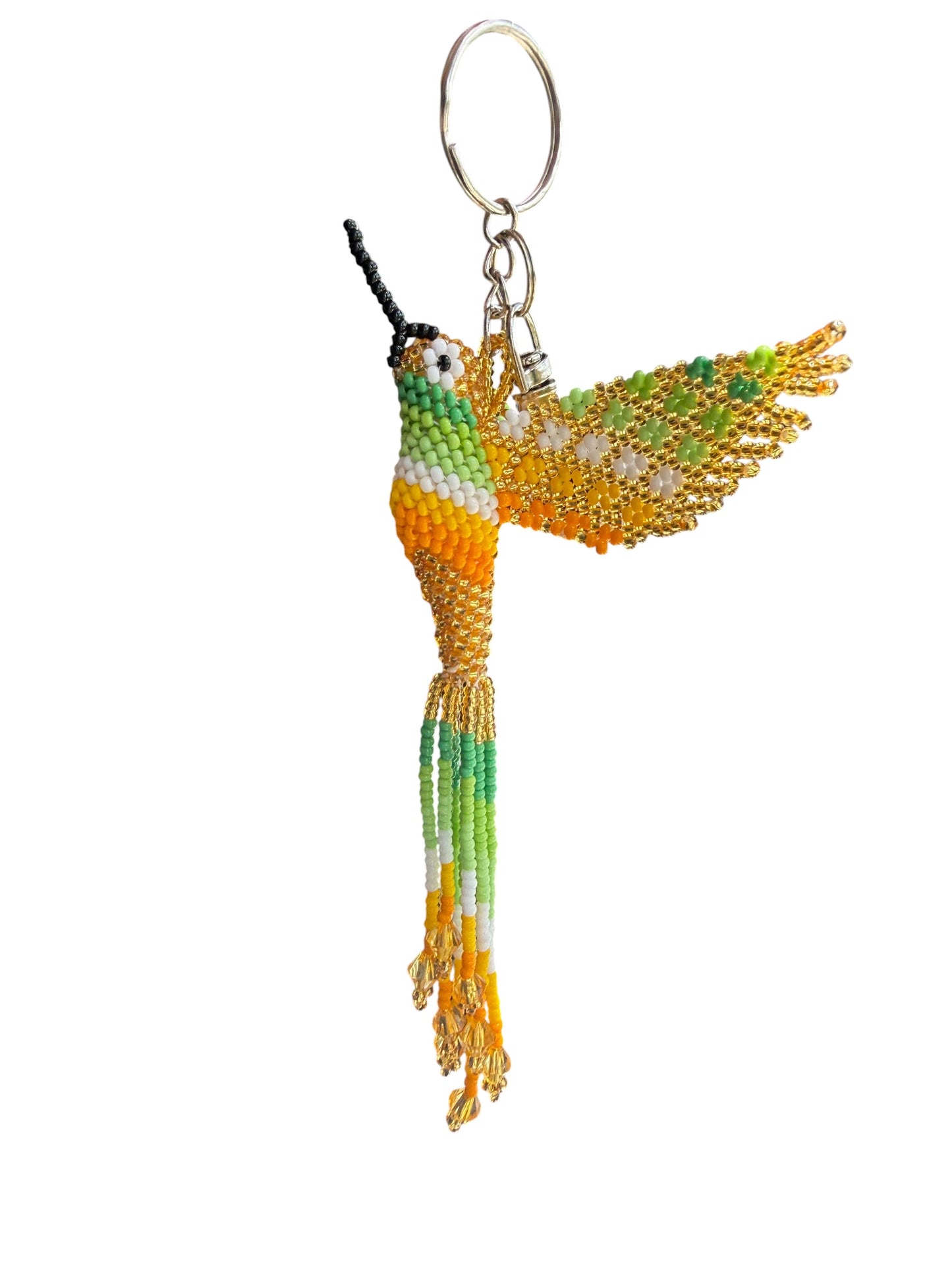 Handmade 3D Beaded Keychain | Colorful Hummingbird & Macaw Design