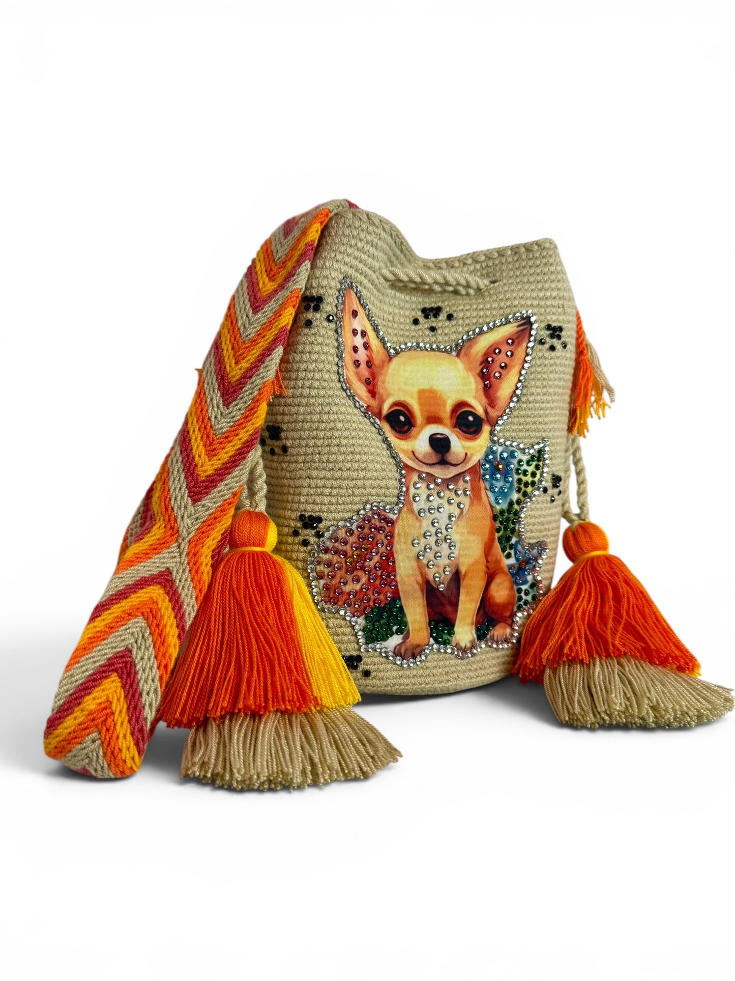 Chihuahua & Yorkie Crossbody Bag Handmade Bouquet Style Medium