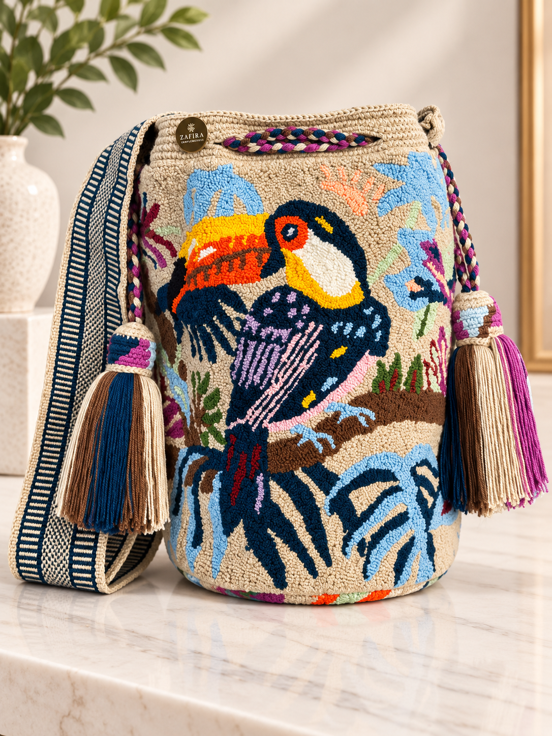 Luxury Large Bucket Bag Upholstered | Handmade Crossbody Bag with Inner Lining