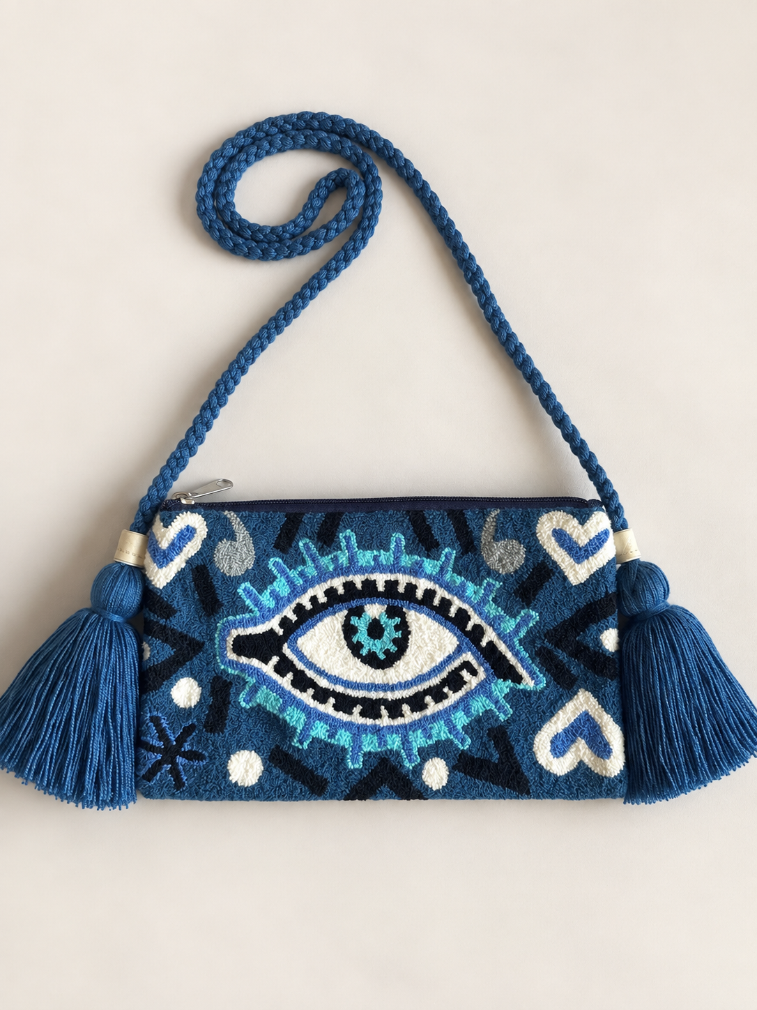 Handmade Crossbody upholstery Wayuu Upholstery Handbag Evil eye Zafira Complements