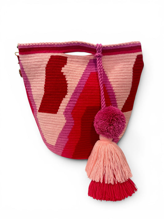 Cherry Crochet Clutch Bag Large Size 11 inch Handmade Statement Purse with Removable Strap