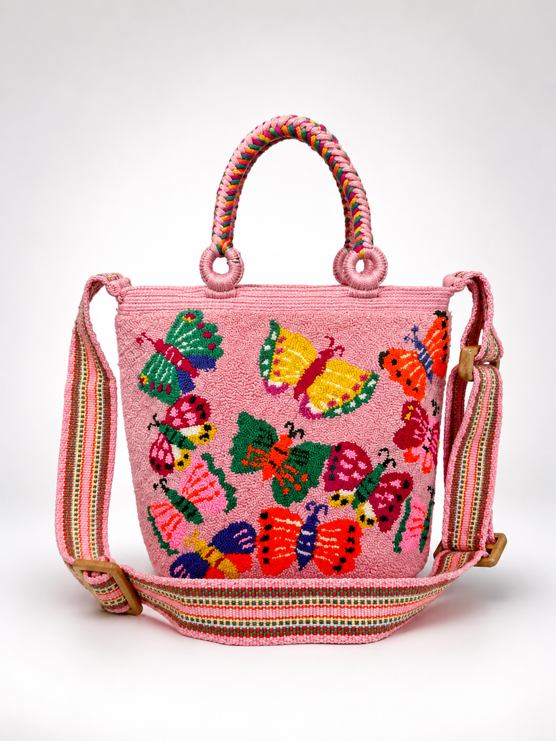 Butterfly Tapestry medium Tote Bag with Adjustable Strap | Handmade Luxury Crossbody Purse