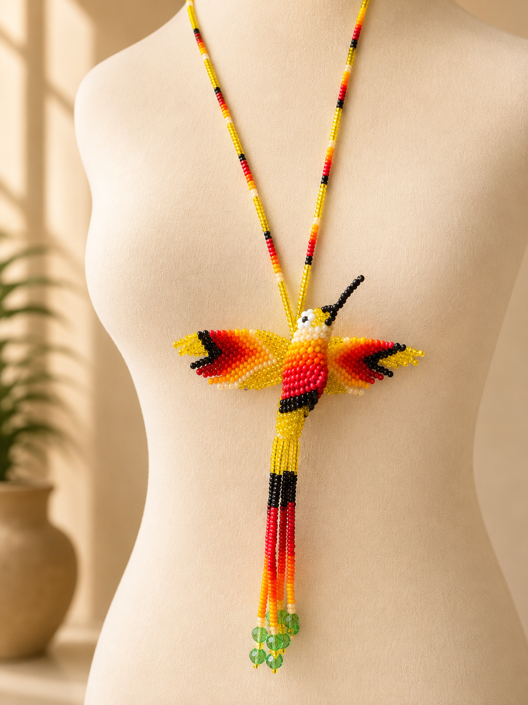 Hummingbird 3D Beaded Necklaces colors Artisan Boho Jewelry