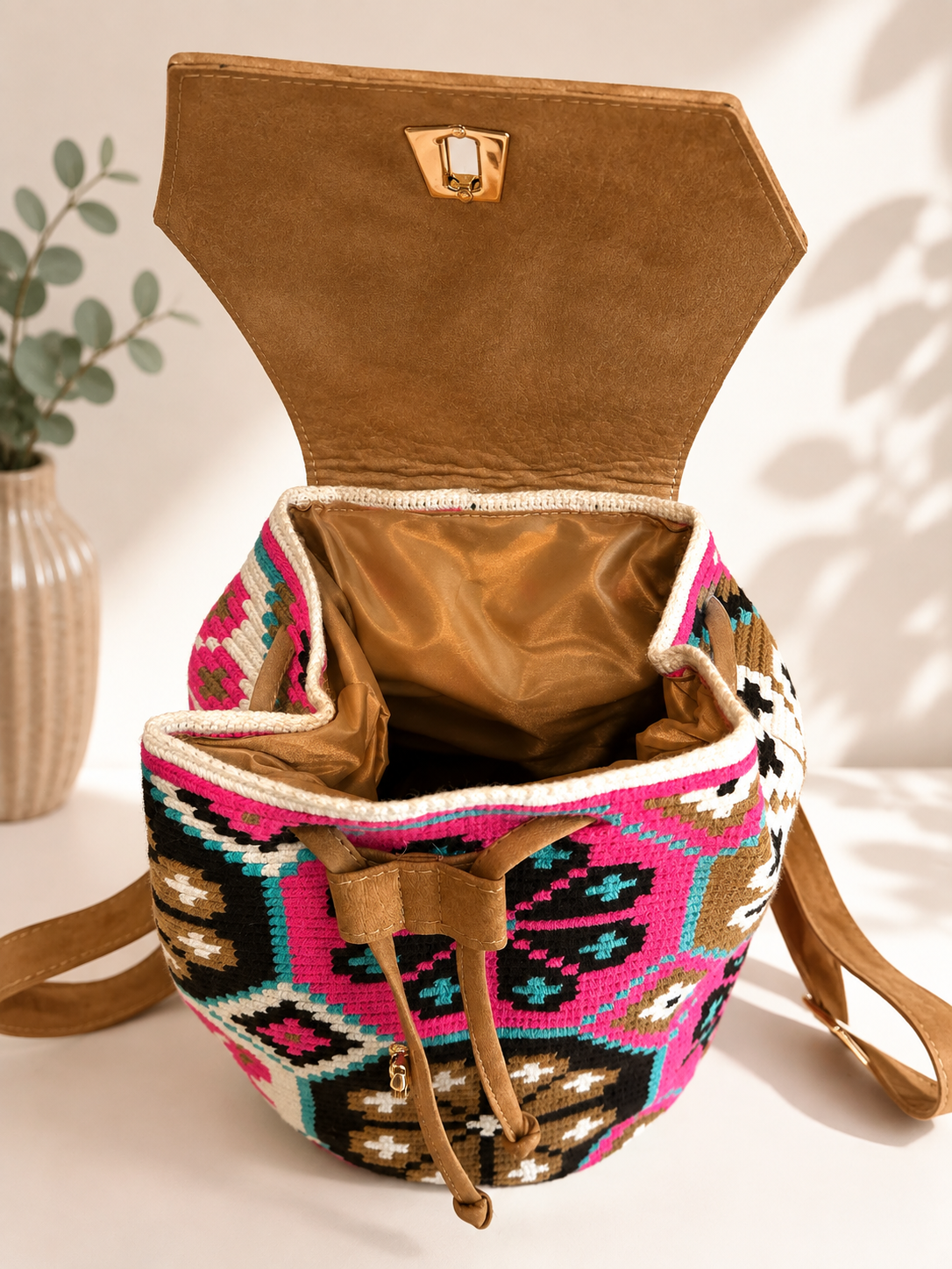 Handmade Wayuu Crochet Backpack – Large Woven Backpack Adjustable Straps
