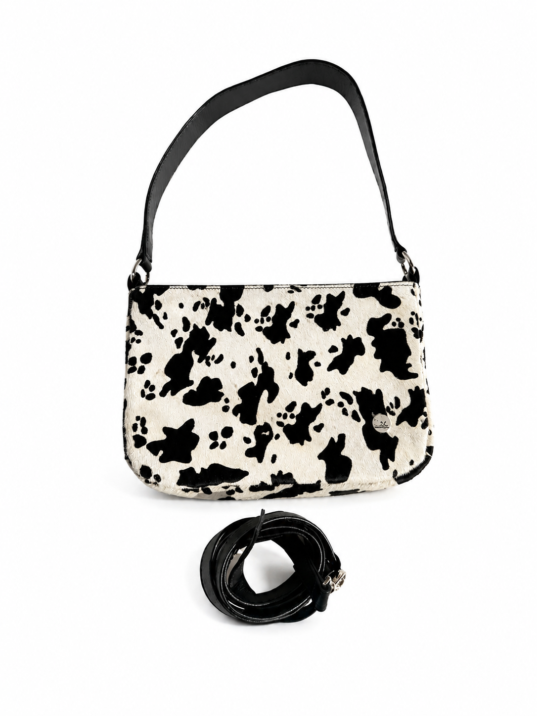 Genuine Cowhide Hair-On Leather Shoulder Bag & Crossbody Removable Straps Italian Foil Option Zipper Pockets
