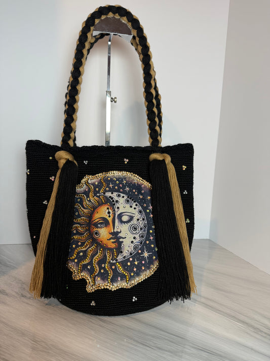 Handcrafted Sun and Moon Tote Bag | Large Artisan Tote