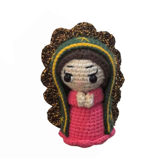 Crochet Virgin of Guadalupe keychain charm – Handmade spiritual accessory
