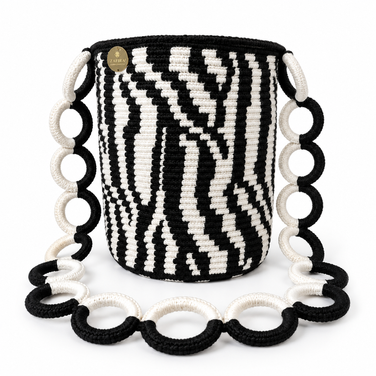 Animal Print Woven Bucket Bag – Medium 8” Shoulder Bag