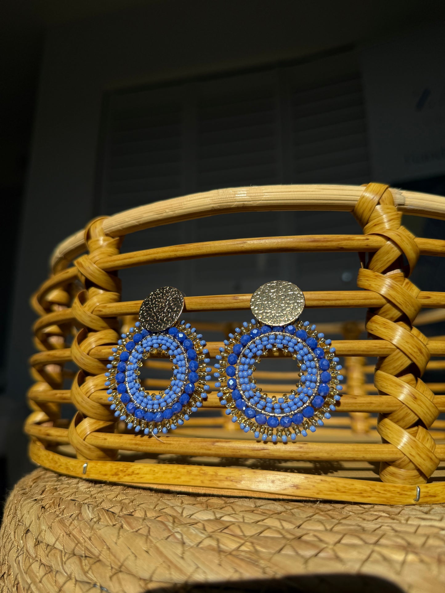 Handmade Round Beaded Earrings – Gold Rhodium Plated, Multiple Colors