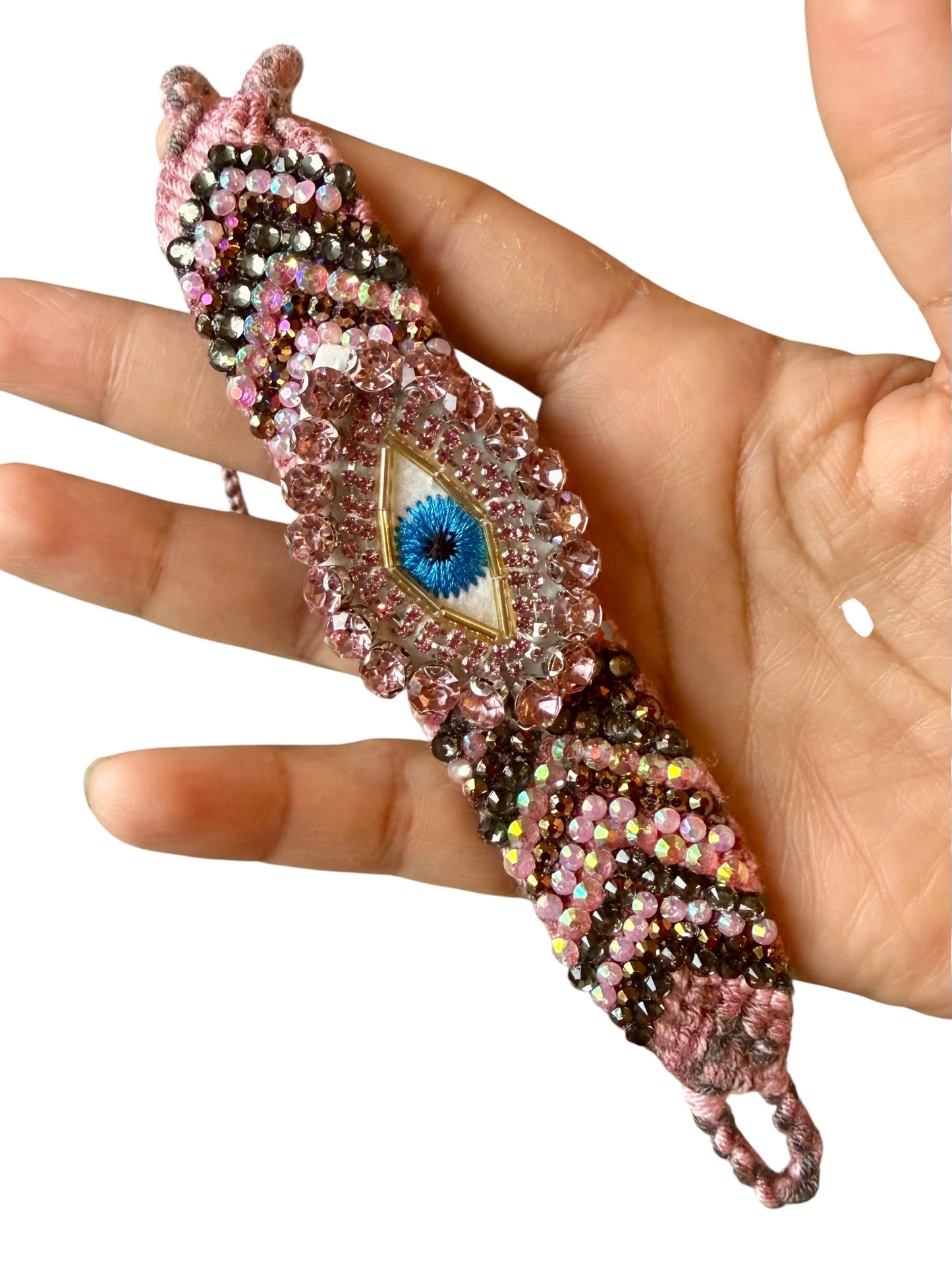 Handmade Crochet Bracelet – Colorful Boho Woven Jewelry medium