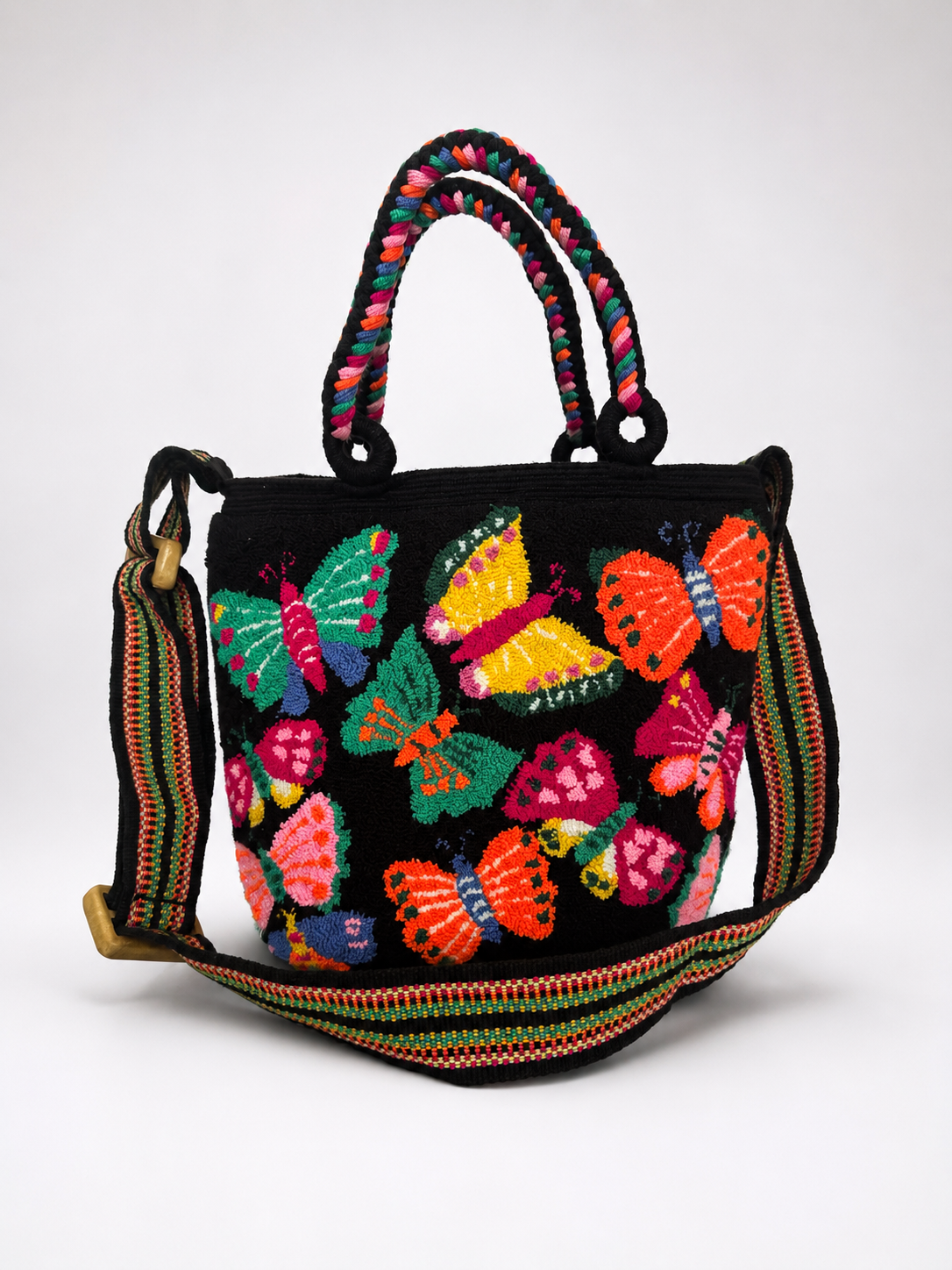 Butterfly Tapestry medium Tote Bag with Adjustable Strap | Handmade Luxury Crossbody Purse
