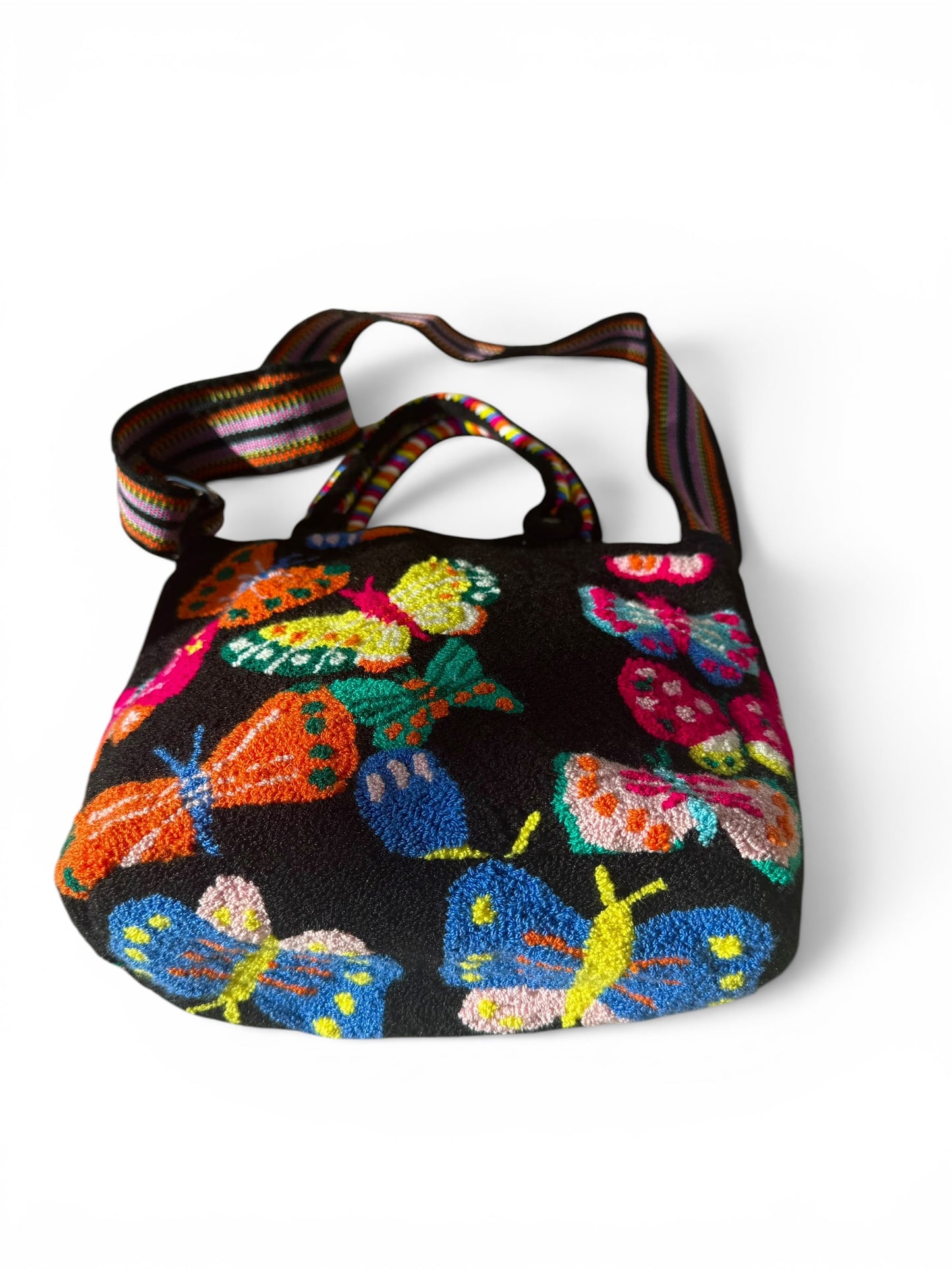Butterfly Tapestry Mini Tote Bag with Adjustable Strap | Handmade Luxury Crossbody Purse