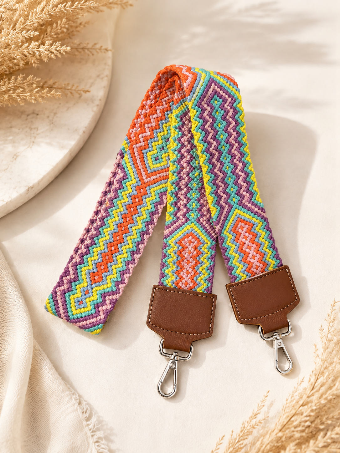 Handmade Crochet & Macramé Bag Strap for Crossbody Bags | Adjustable Artisan Shoulder Strap