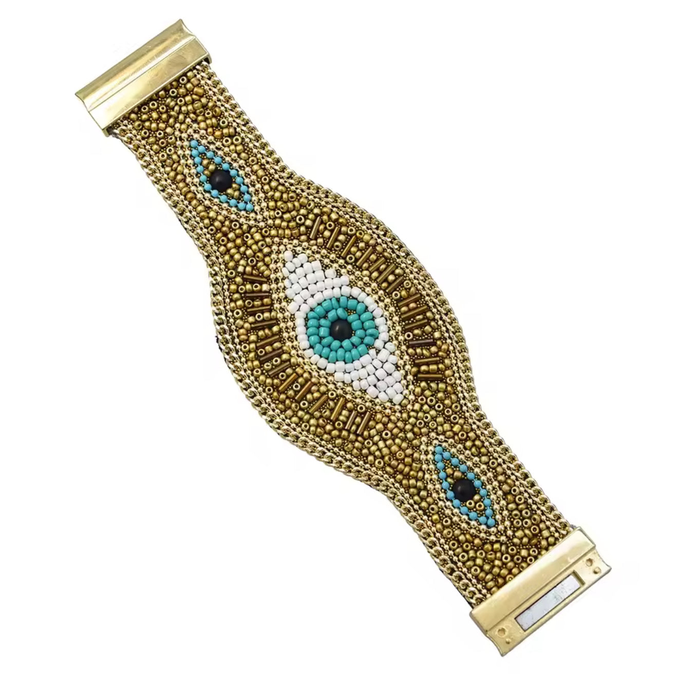 Handmade Embroidery Evil Eye Bracelet – Colorful Boho Woven Jewelry