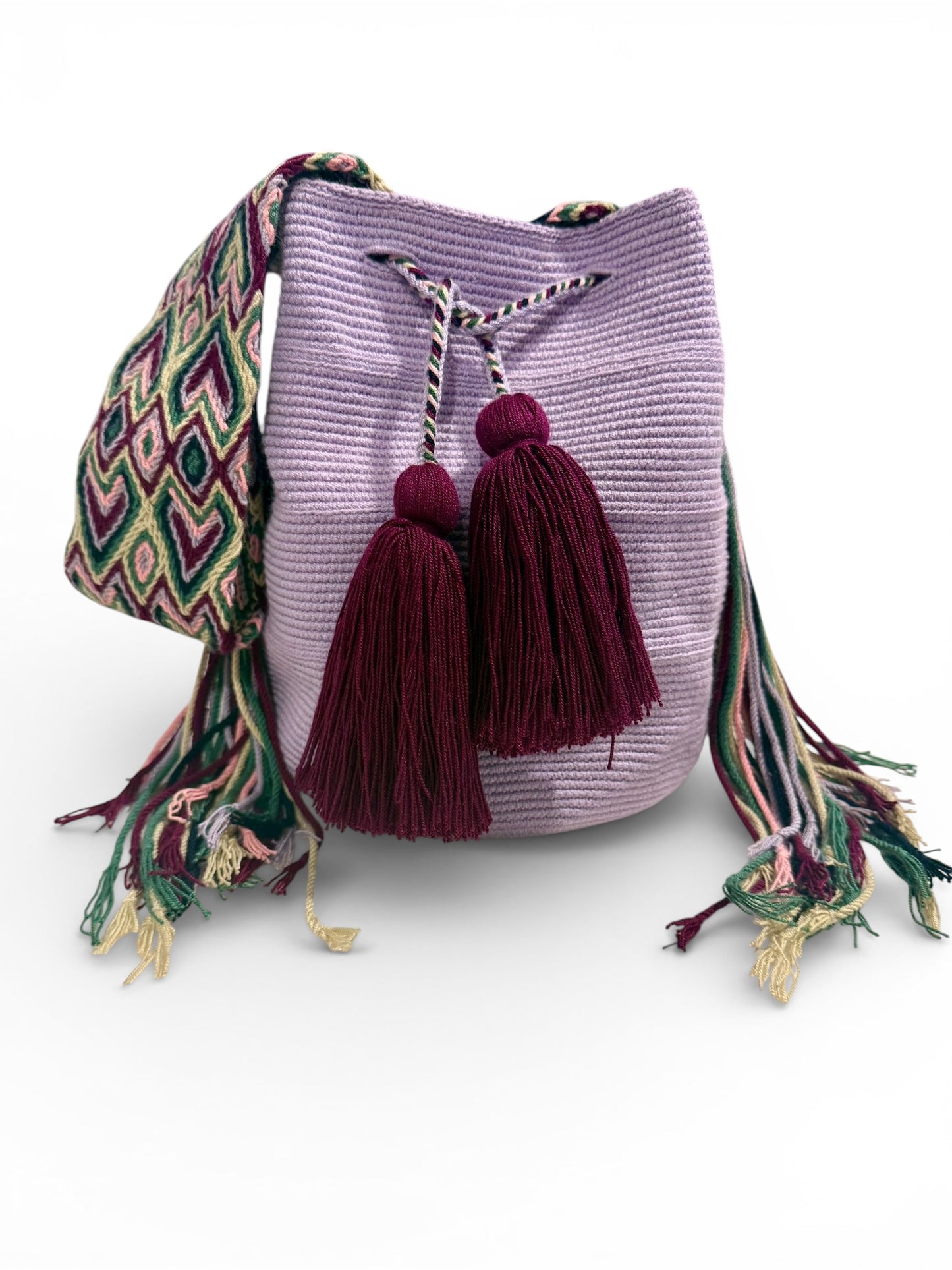 Shoulder bag Wayuu large unicolor tradicional crochet