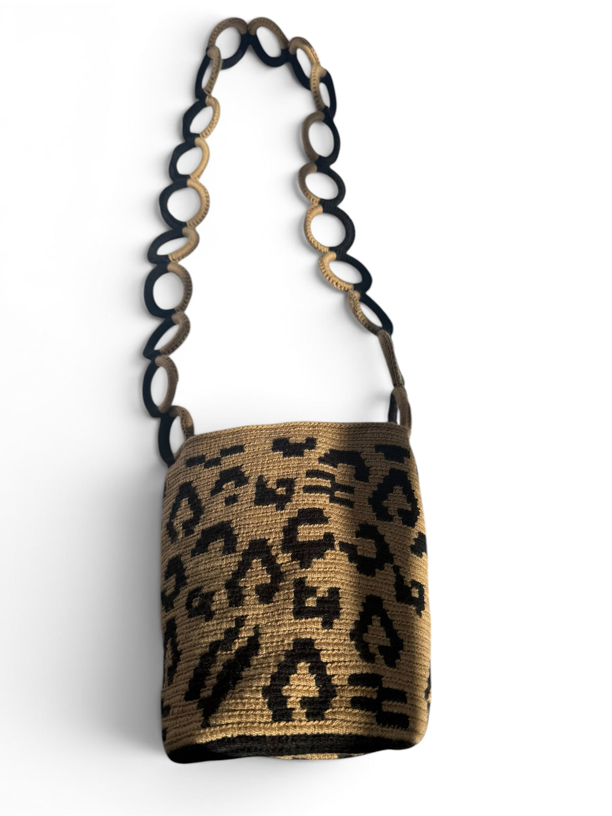 Animal Print Woven Bucket Bag – Medium 9” Shoulder Bag