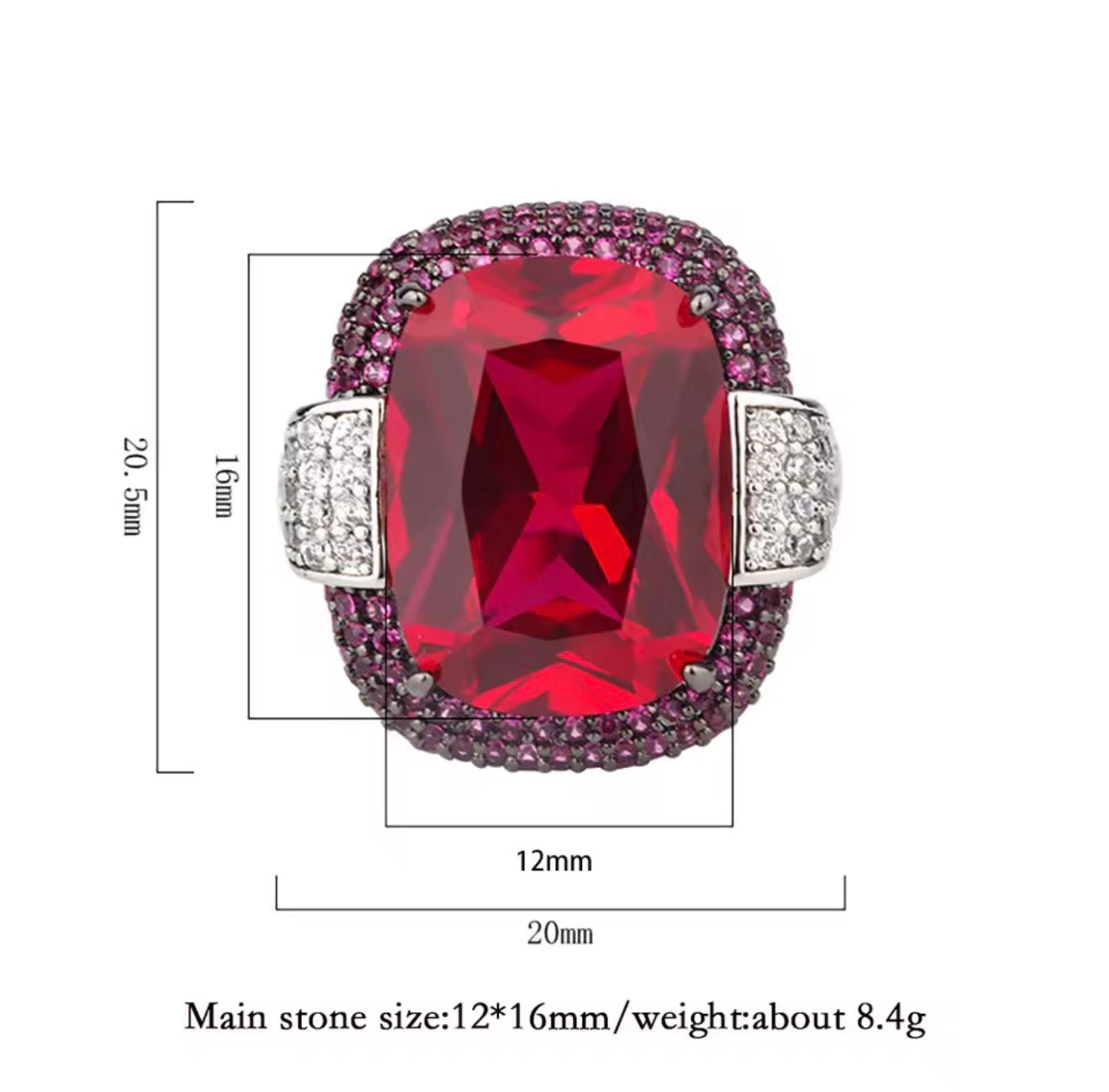 Laboratory Gemstone Ring with Cubic Zirconia in Stainless Steel | Fine Jewelry, Waterproof & Tarnish-Resistant