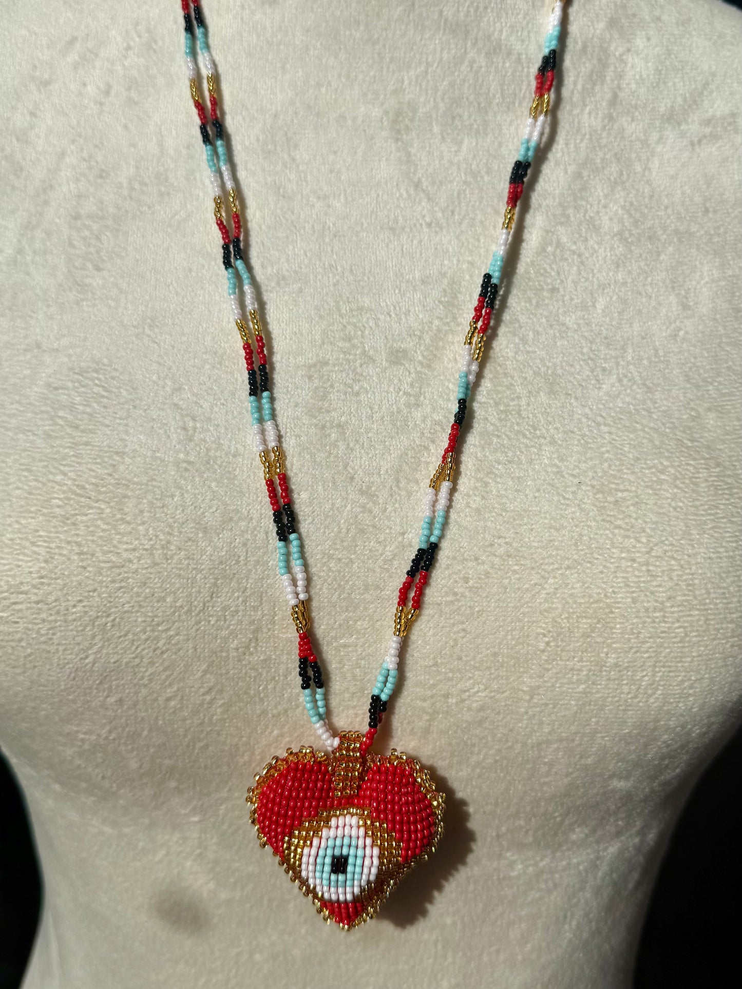 Hearts 3D Beaded Necklaces colors  Artisan Boho Jewelry