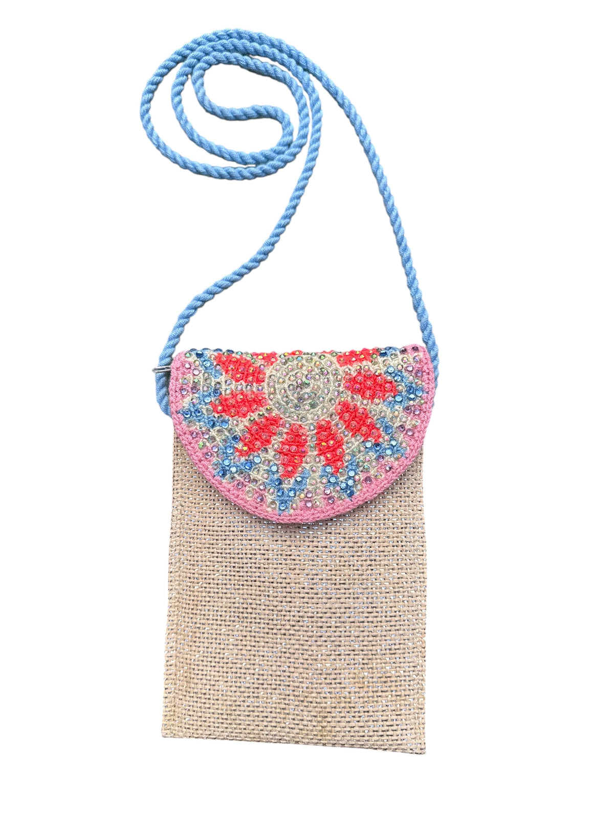 Handmade Phone Pouch decorated | Crossbody Cell Phone Holder with Inner Lining