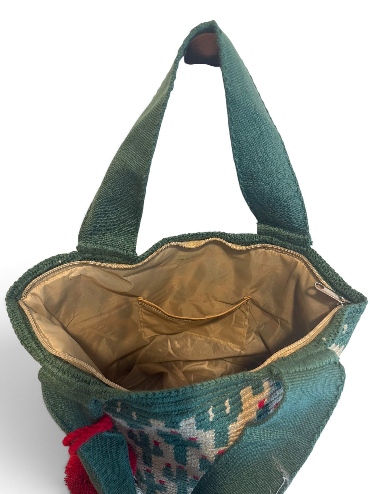 Wayuu XL decorated Handwoven Tote Bag Inner lining, sliding and ornament