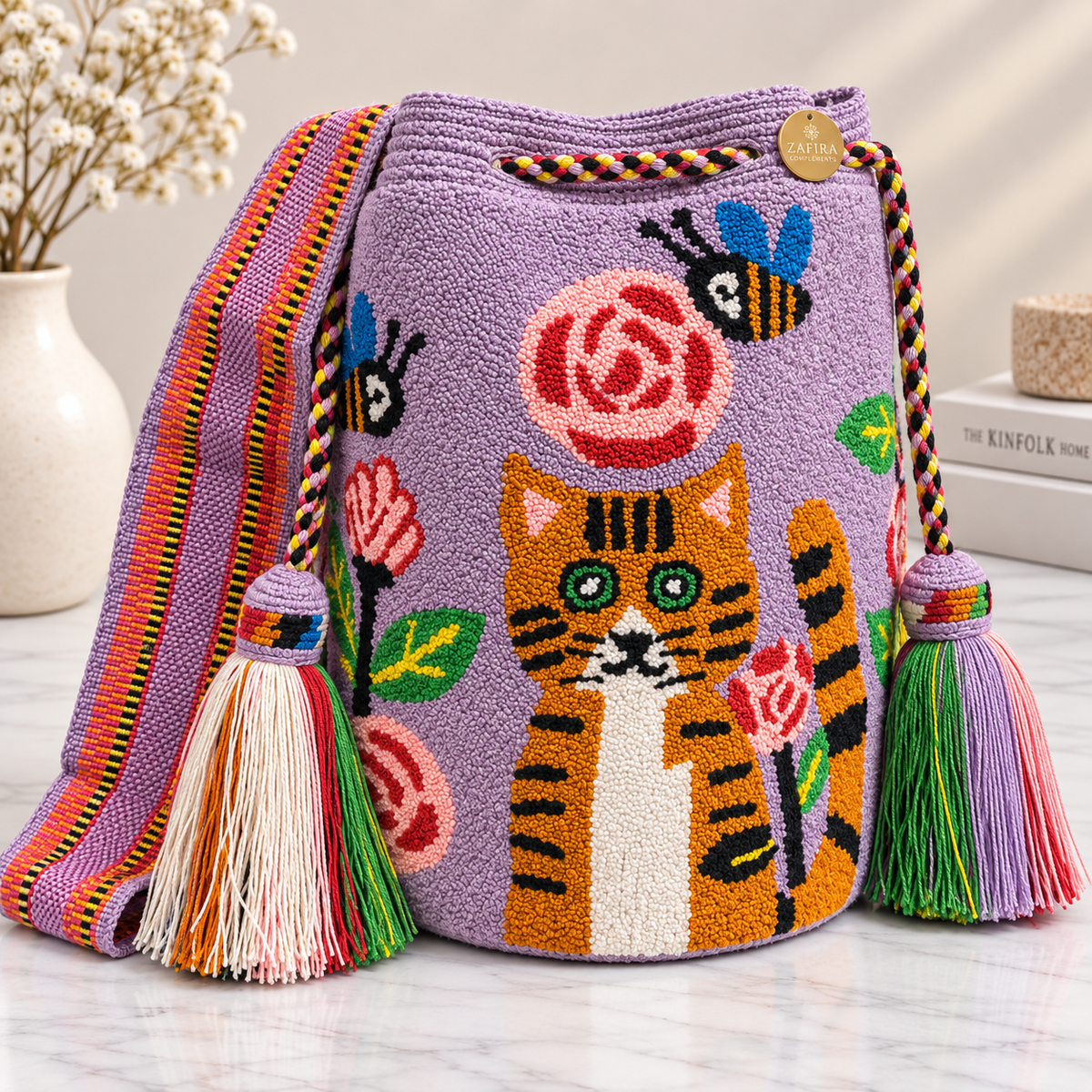 Luxury Large Bucket Bag Upholstered | Handmade Crossbody Bag with Inner Lining