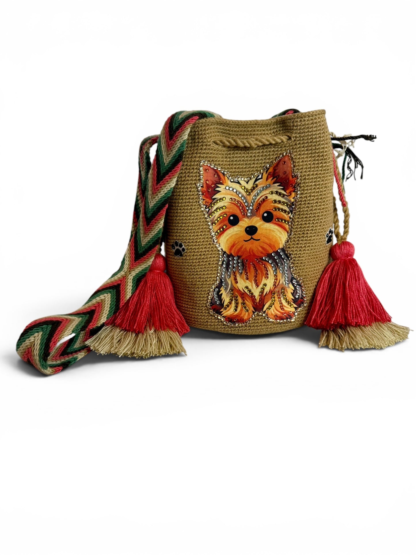 Chihuahua & Yorkie Crossbody Bag Handmade Bouquet Style Medium