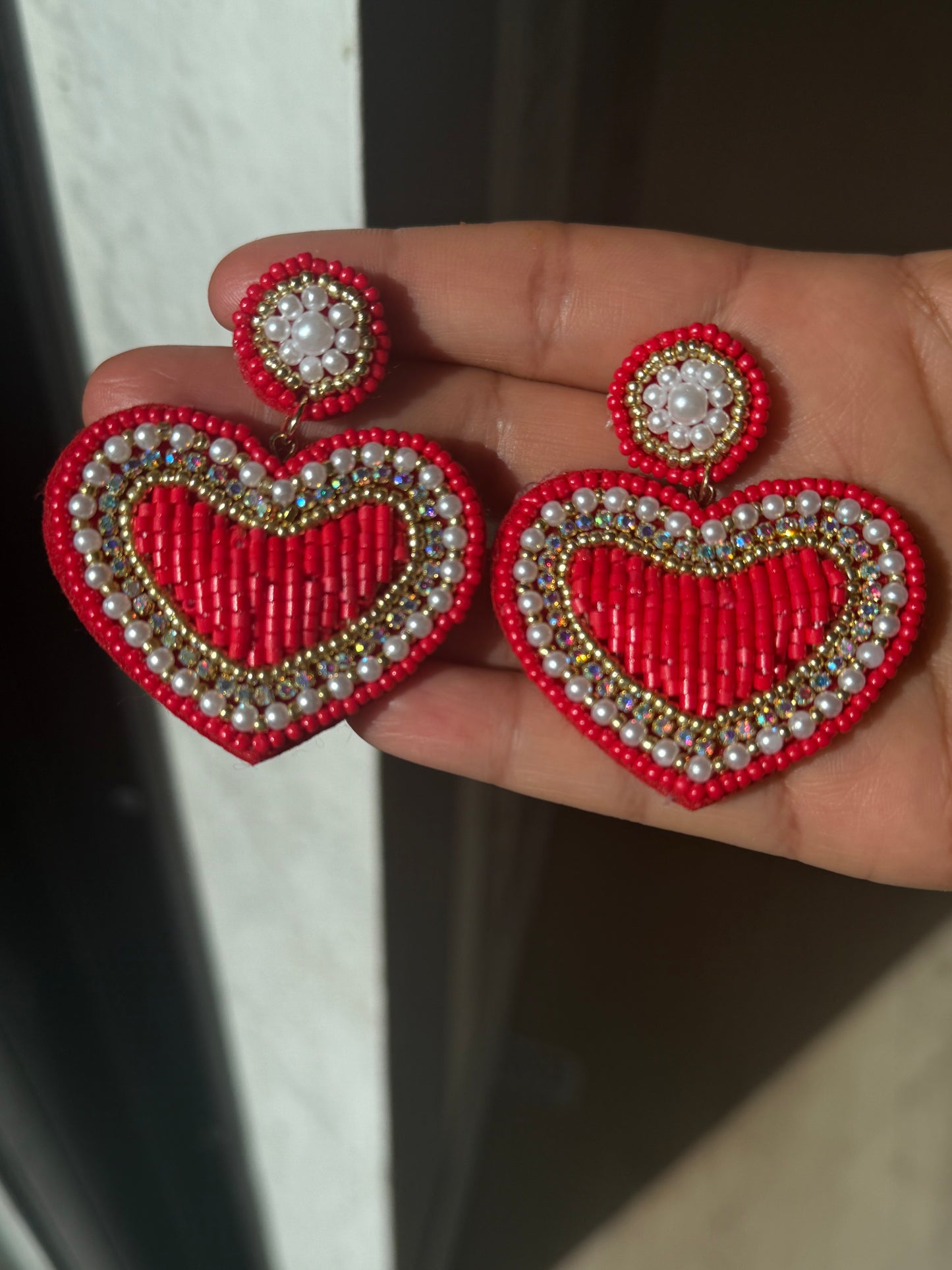 Hand Embroidered Earrings Strawberries, Hearts & Birds