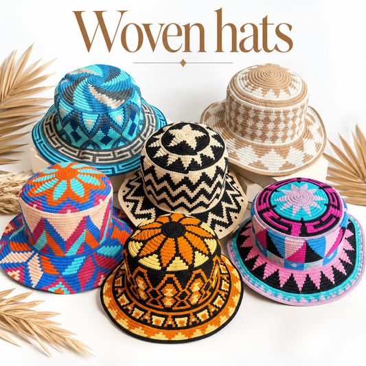 Handwoven Wayuu Crochet Hat with Traditional Designs