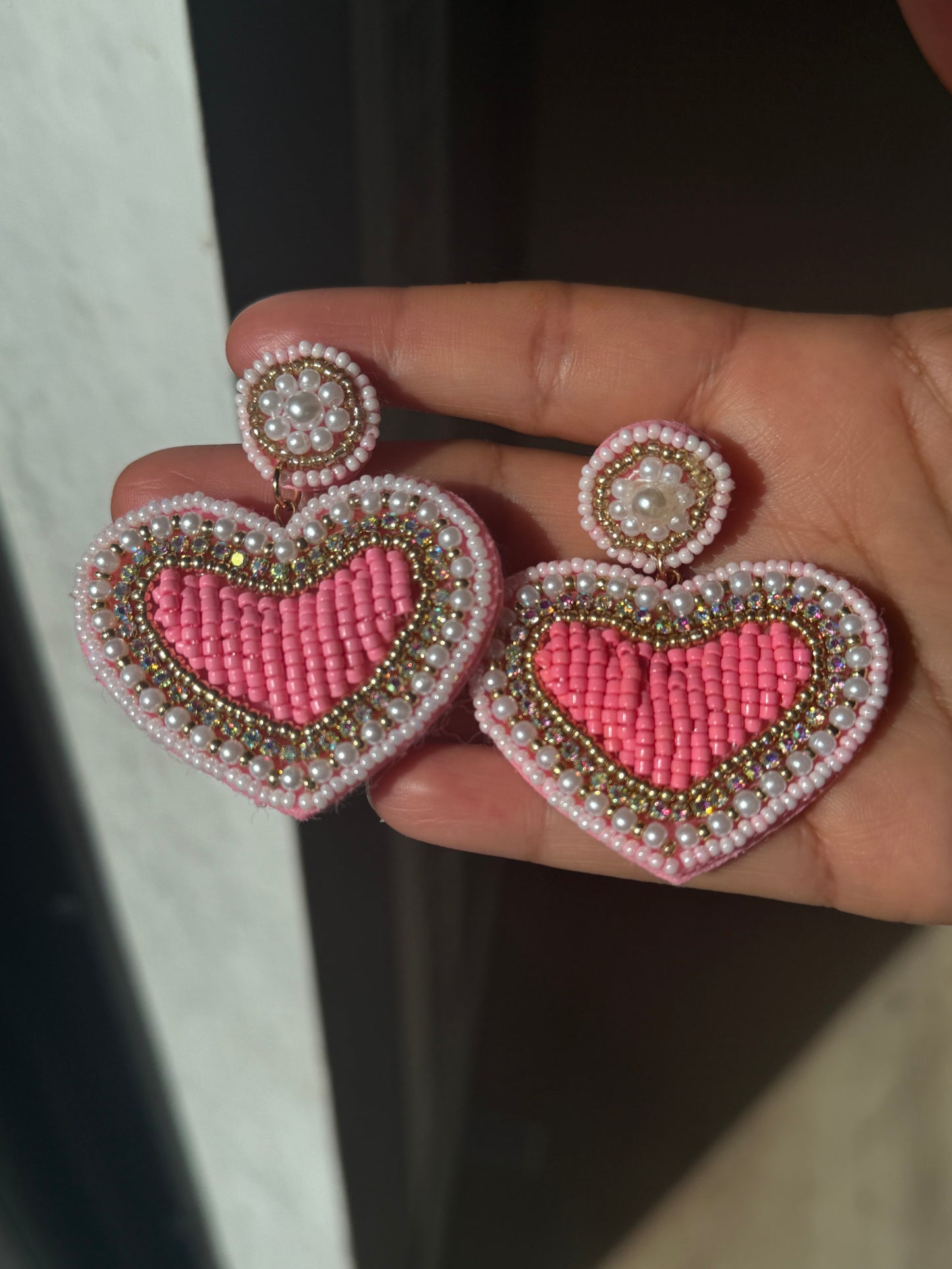 Hand Embroidered Earrings Strawberries, Hearts & Birds
